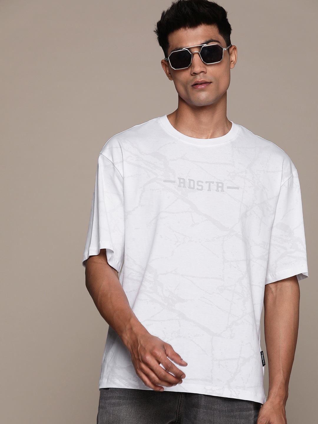 

The Roadster Lifestyle Co. Printed Pure Cotton Relaxed Fit T-shirt, White