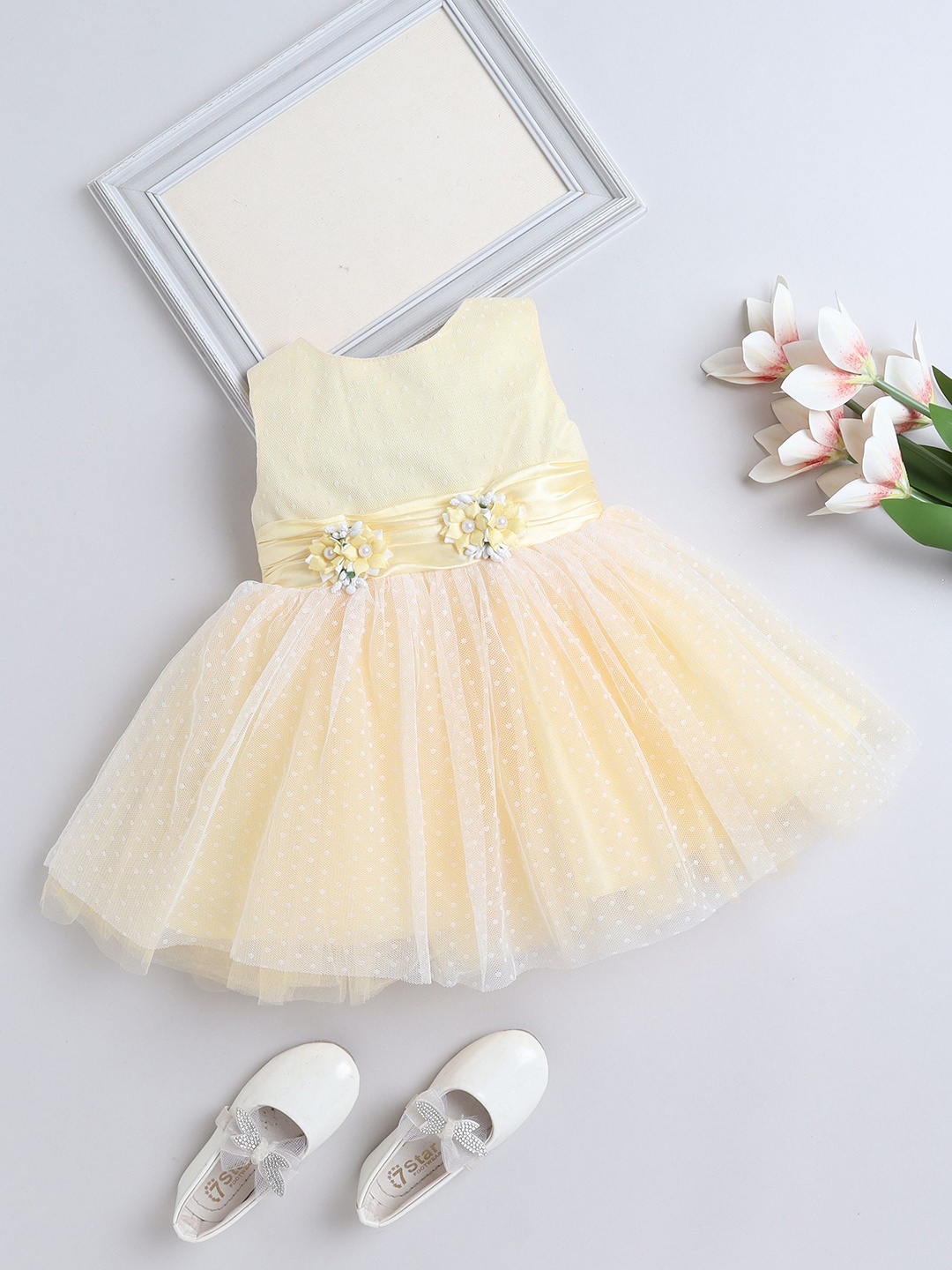 

The Magic Wand Girls Sleeveless Applique Fit & Flare Dress, Yellow