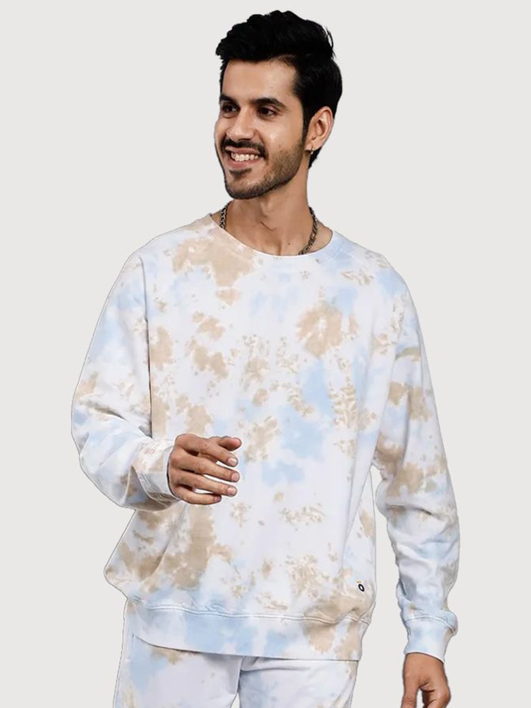 

PEPLOS Men Cotton Round Neck Pullover Sweatshirt, White