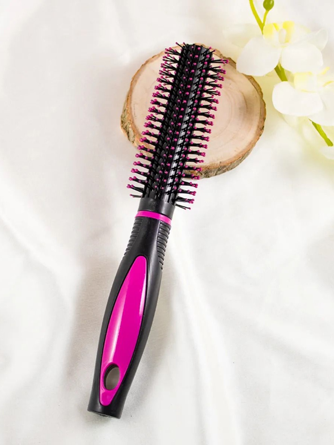 

Jewelz Round Hair Brush Detangling & Smoothening - Black & Pink