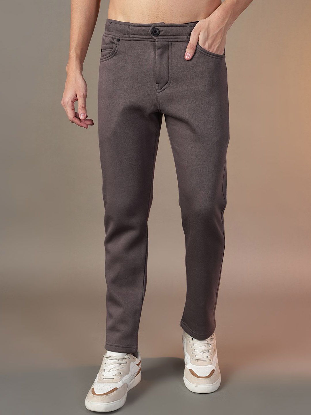 

FCK GOLD Men High Rise Trousers, Grey