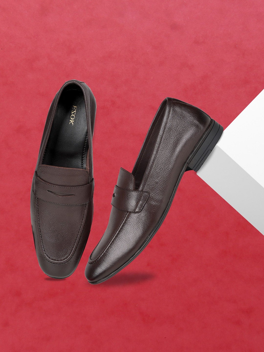 

EZOK Men Leather Loafers, Brown