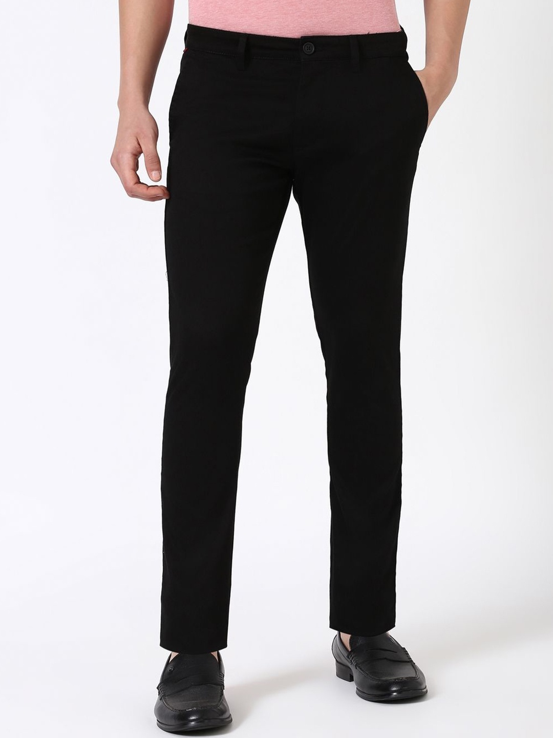 

Peter England Casuals Men Mid-Rise Skinny Fit Trousers, Black