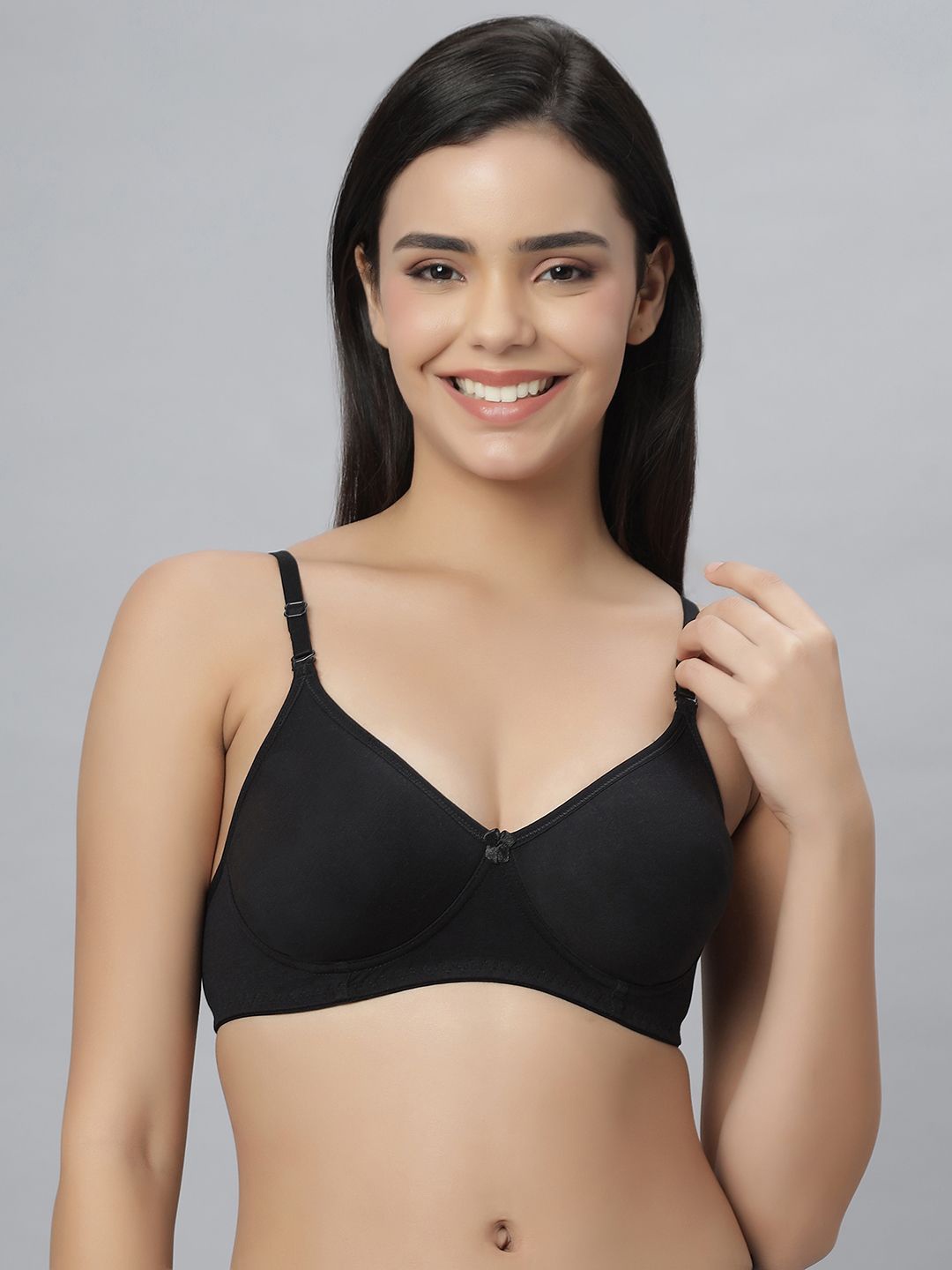 

Anoma Women Cotton Full Coverage Lightly Padded Seamless T-shirt Bra, Black
