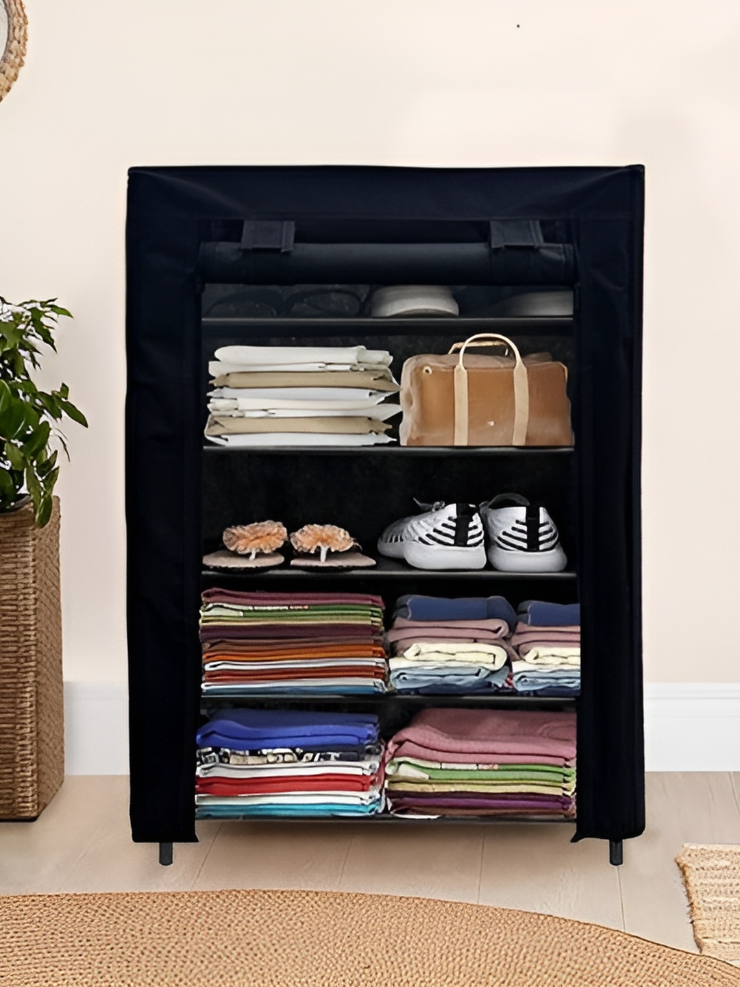 

Urban Choice Black 5-Tier Collapsible Wardrobe