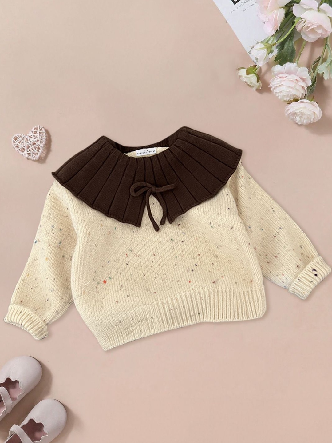 

FOREVER FRIDAY Girls Peter Pan Collar Sweater, Brown