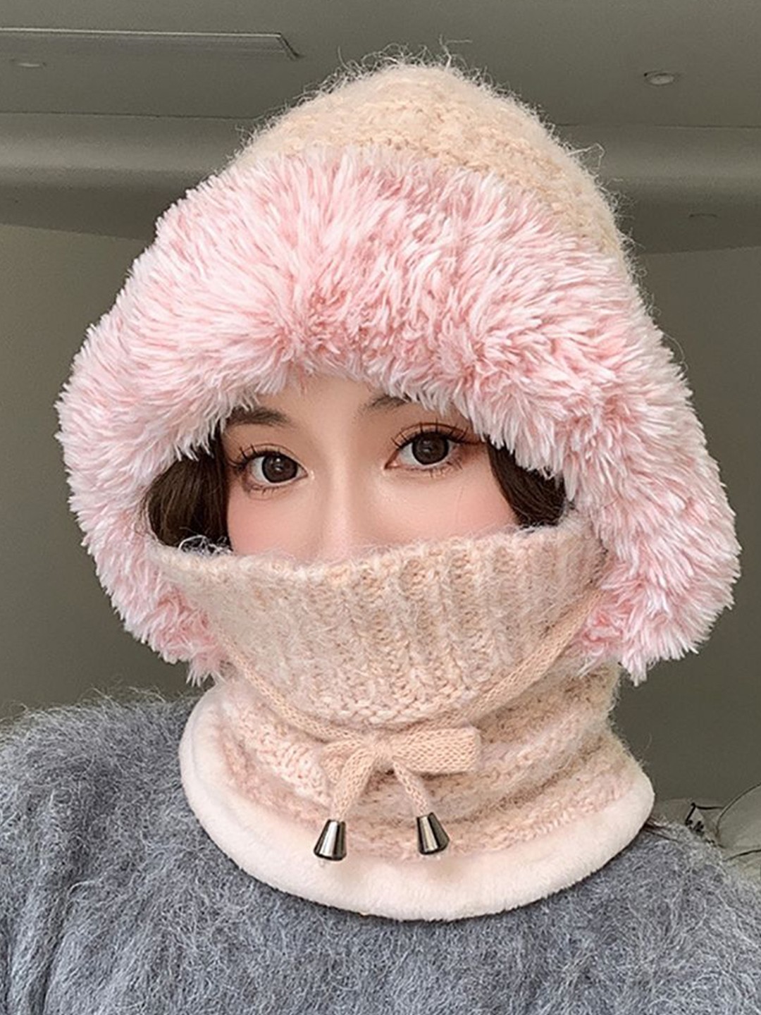 

StyleCast x Revolte Women Self Design Balaclava, Pink