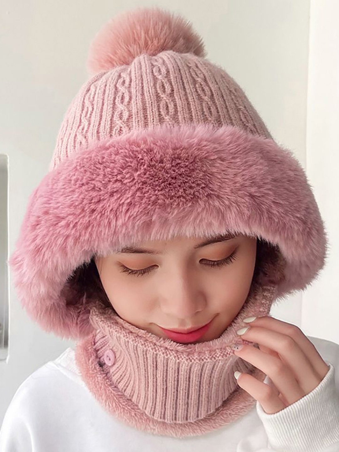 

StyleCast x Revolte Women Winter Acrylic Balaclava, Pink