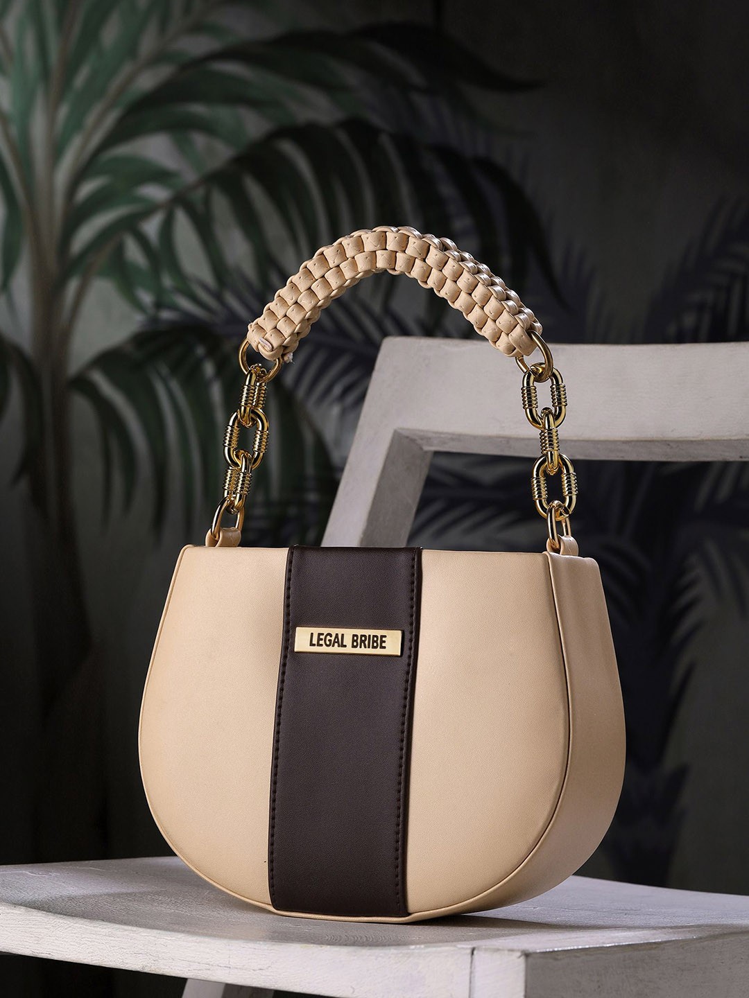 

LEGAL BRIBE PU Structured Sling Bag, Beige