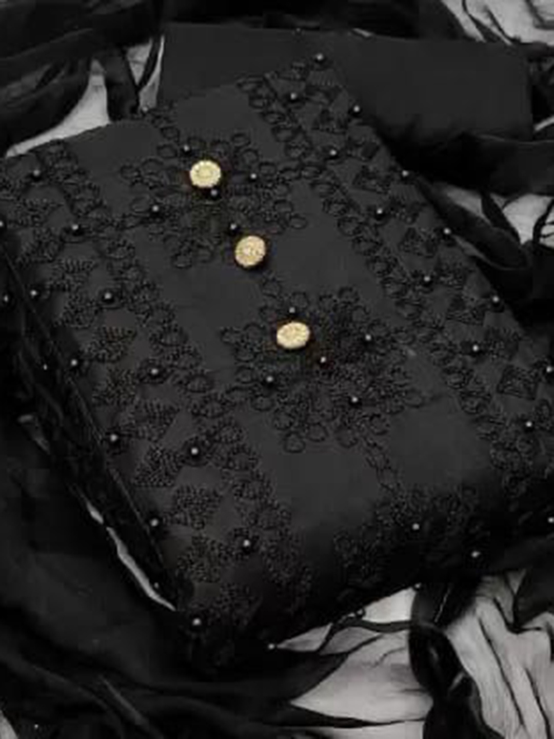 

Suha Unstitched Dress Material, Black
