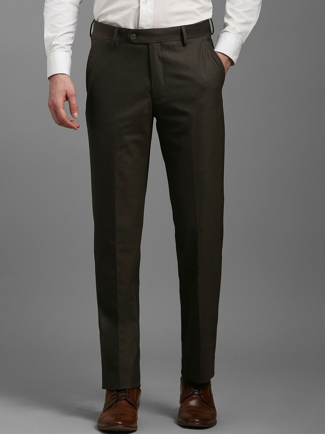 

Louis Philippe Men Mid-Rise Slim Fit Formal Trouser, Brown