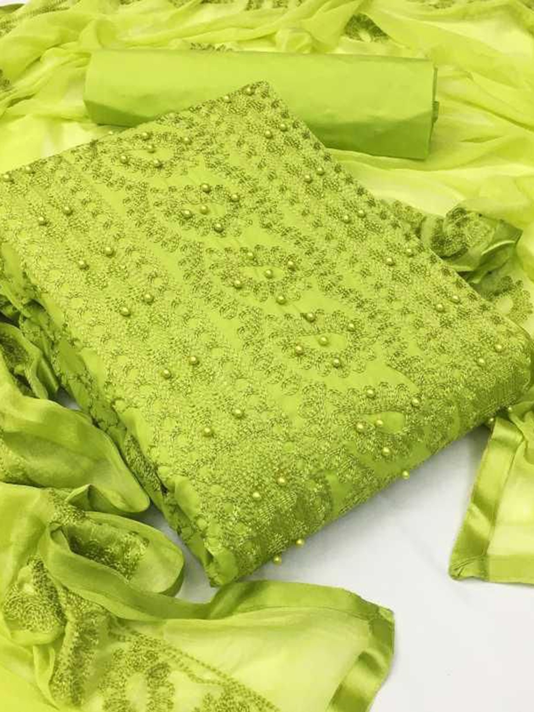 

Suha Unstitched Dress Material, Green