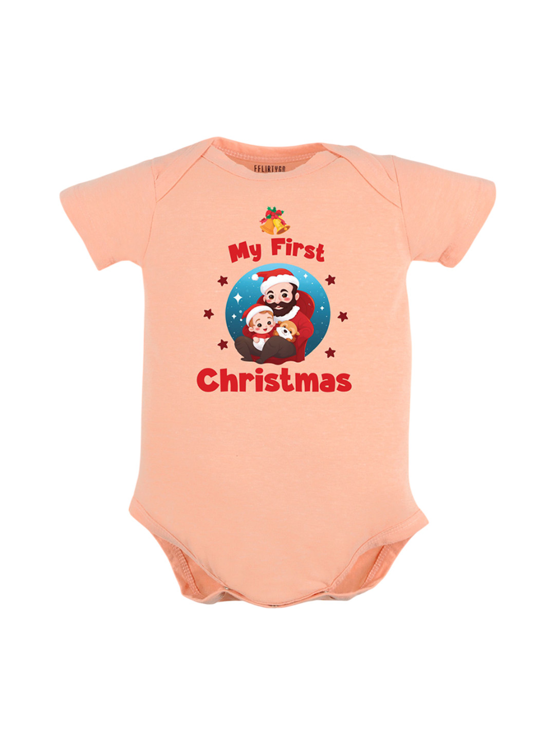 

FFLIRTYGO Infants Printed Pure Cotton Bodysuit, Peach