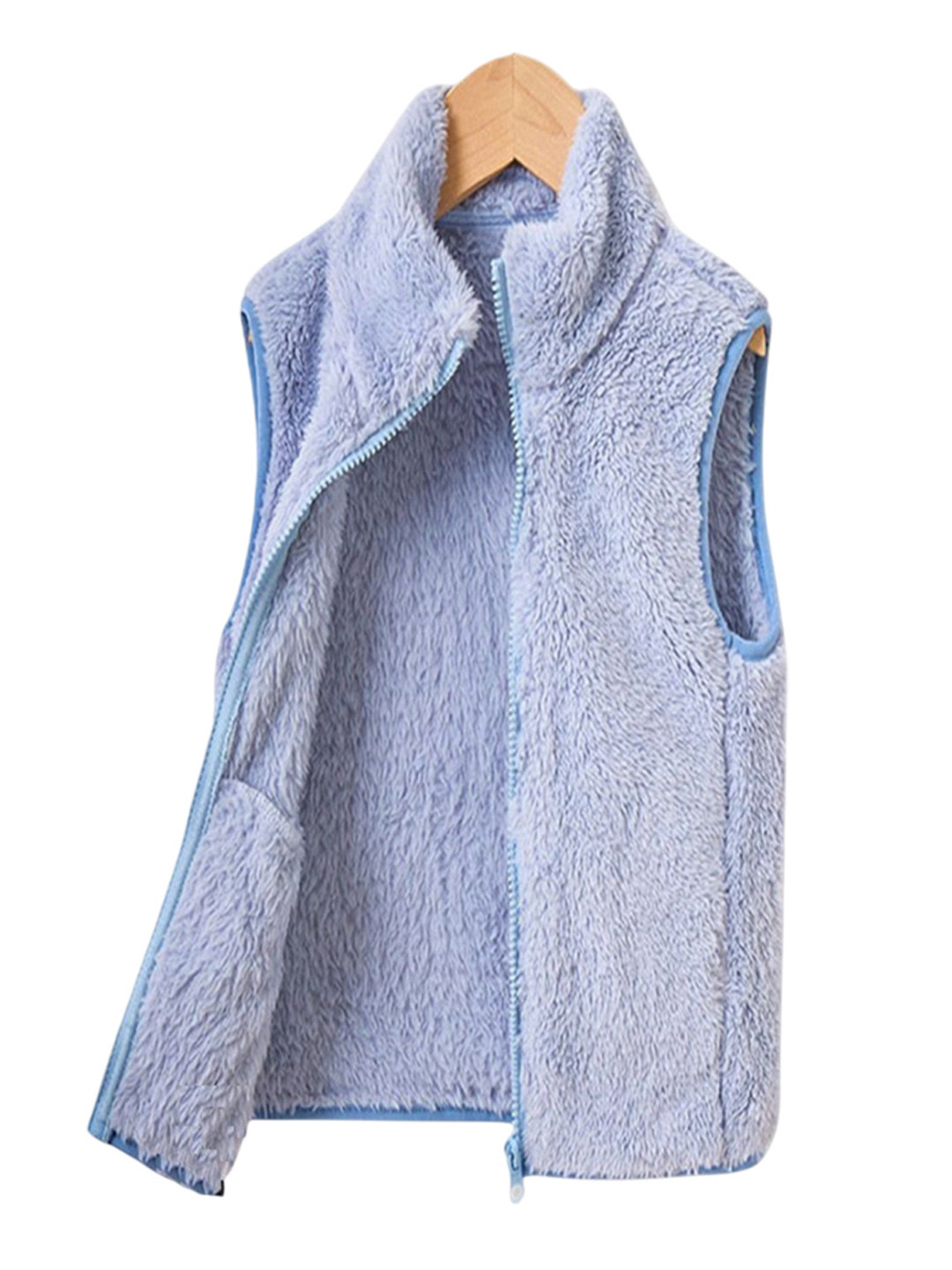 

Xsole Kids Stand Collar Sleeveless Jacket, Blue