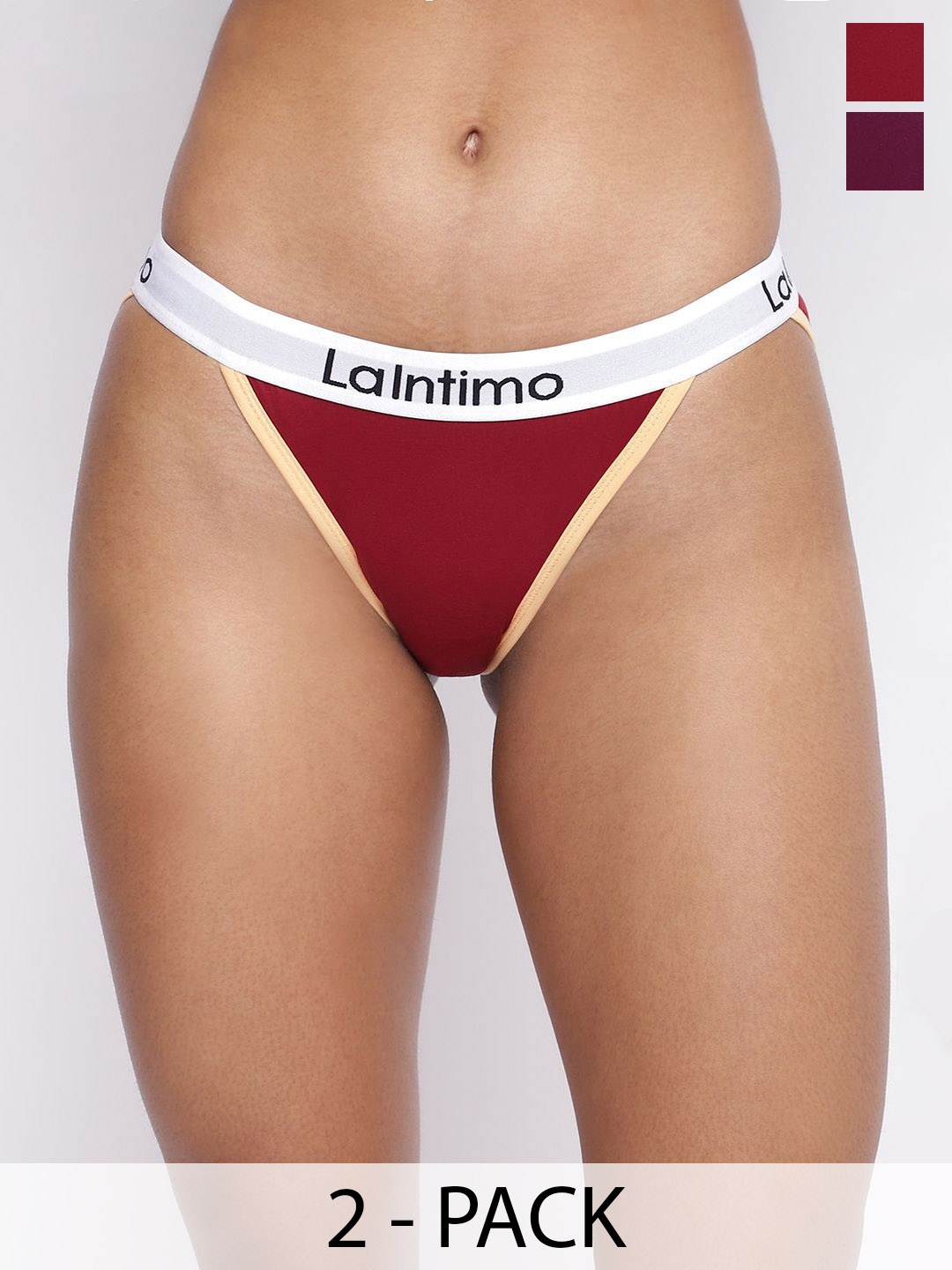 

La Intimo Women Pack Of 2 Low-Rise Bikini Briefs LIPBR090B0BE, Maroon