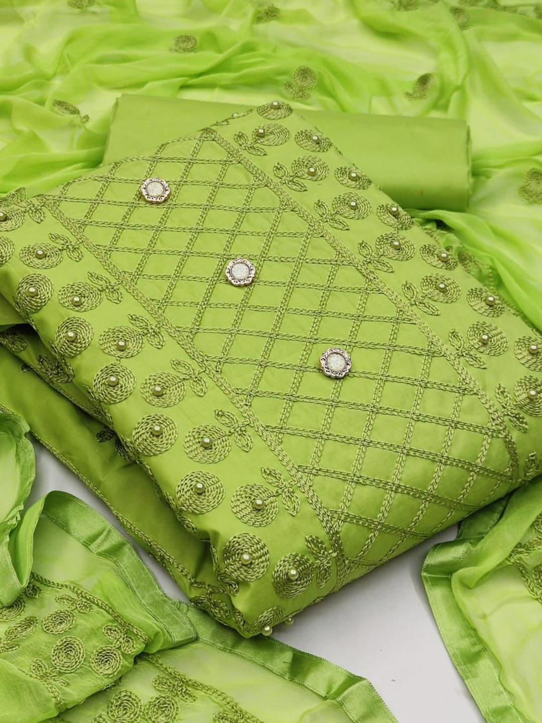 

Suha Unstitched Dress Material, Green