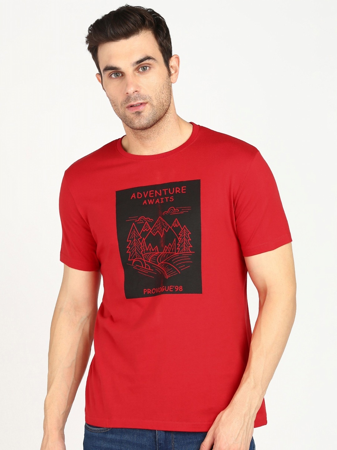 

Provogue Men Typography Printed Applique T-shirt, Red