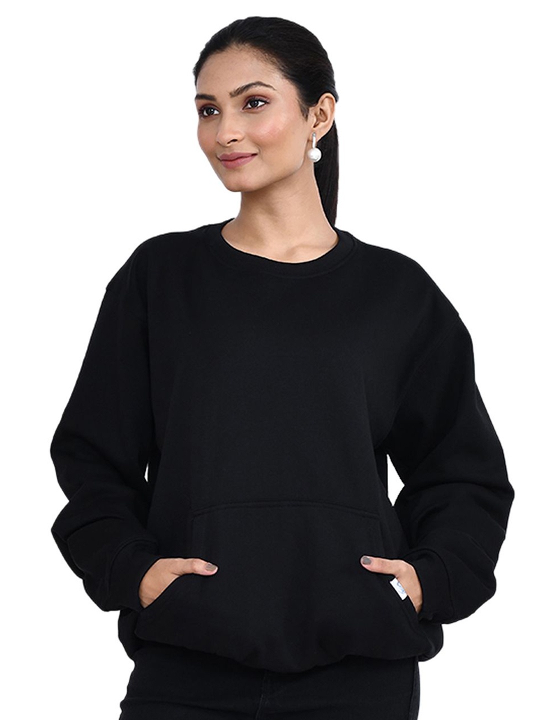 

RAPL Women Round Neck Pullover Sweatshirt, Black