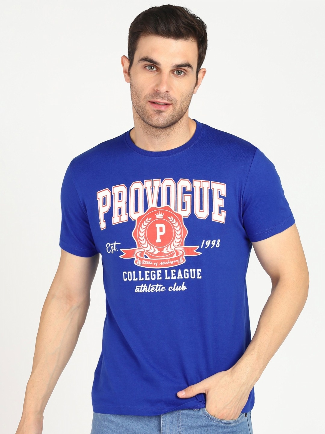 

Provogue Men Printed T-shirt, Blue