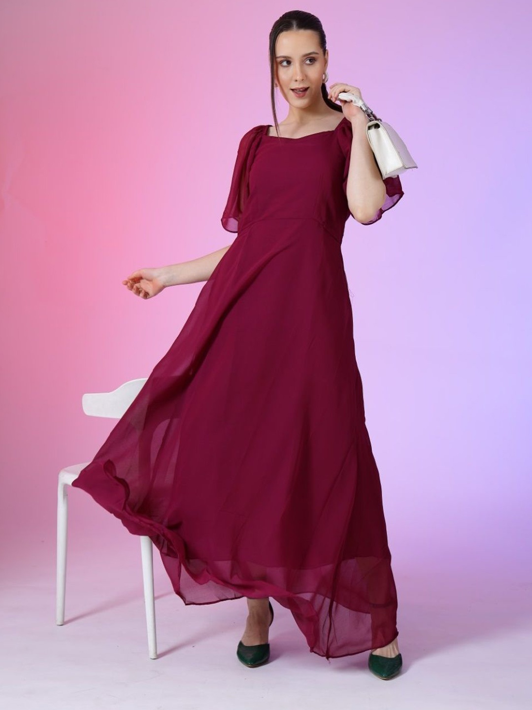

Raiyani Enterprise Women Fit & Flare Maxi Dress, Magenta