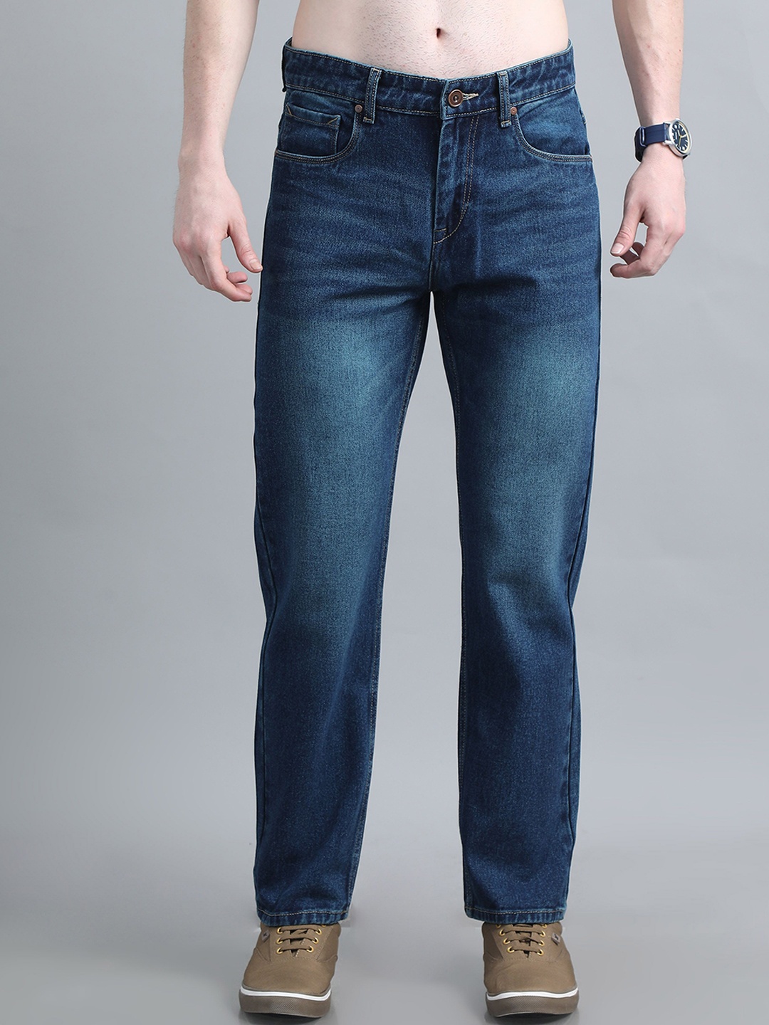 

The Roadster Lifestyle Co Men Comfort Fit Relaxed Fit Mid-Rise Cotton Jeans, Blue