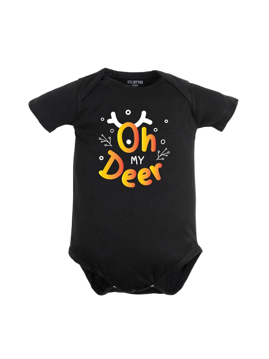

FFLIRTYGO Infants Printed Pure Cotton Bodysuit, Black