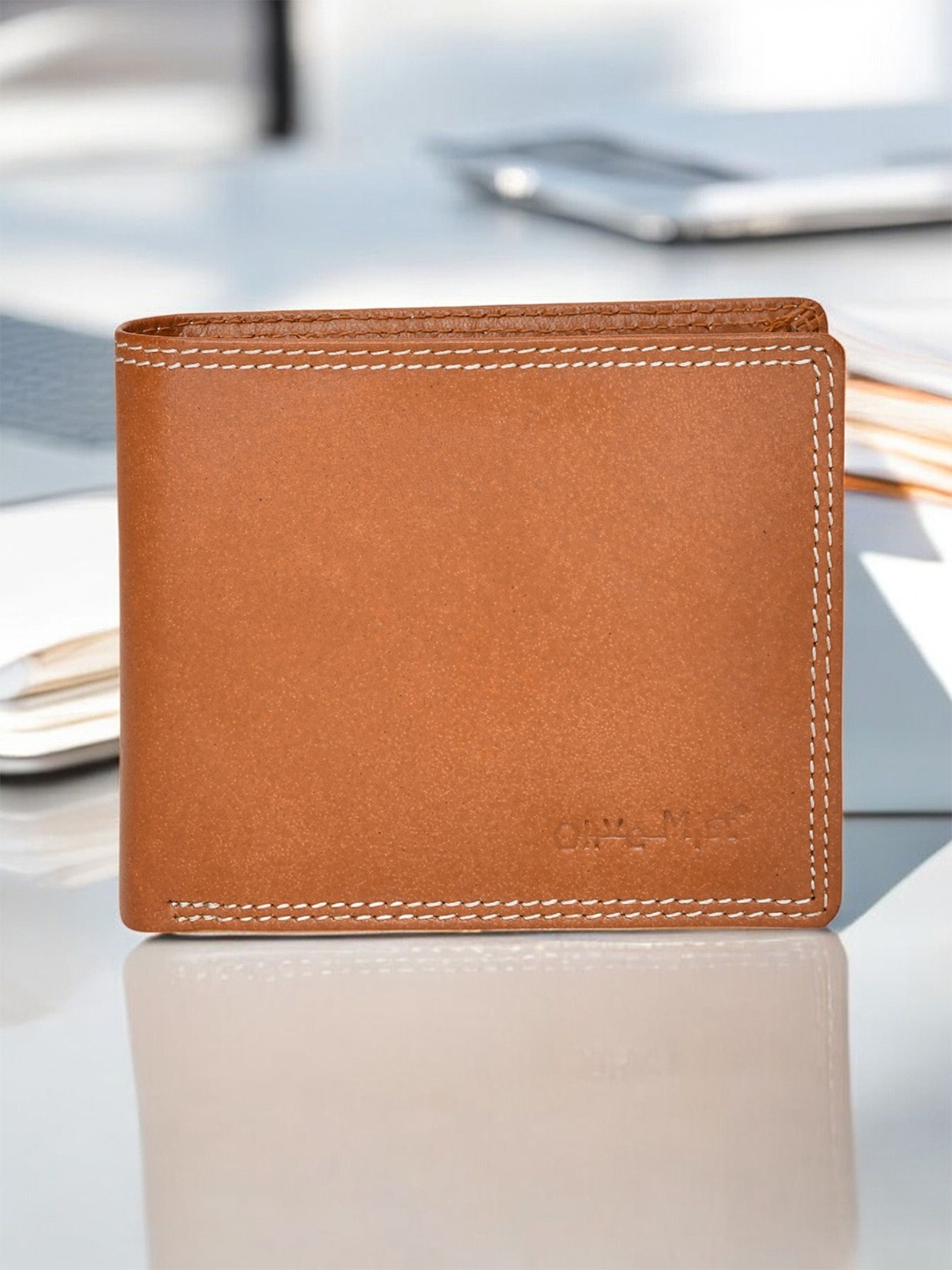 

OLIVE MIST Men Leather Two Fold Wallet, Tan