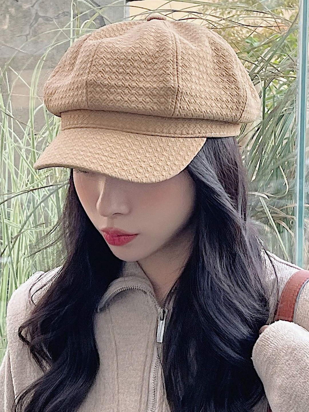 

StyleCast x Revolte Women Self Design Ascot Cap, Khaki