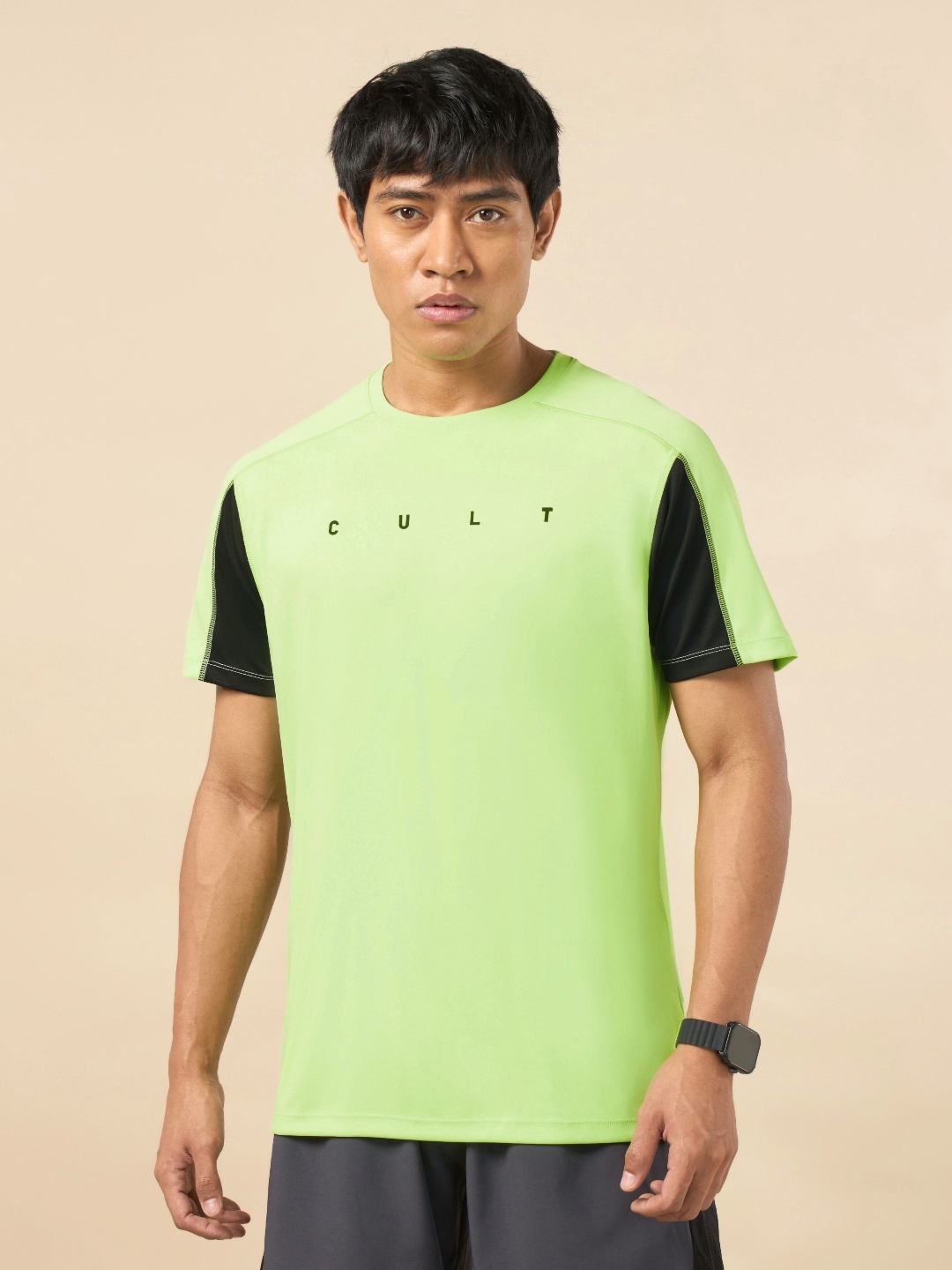 

CULT Colourblocked Moisture Wicking Training T-shirt, Green