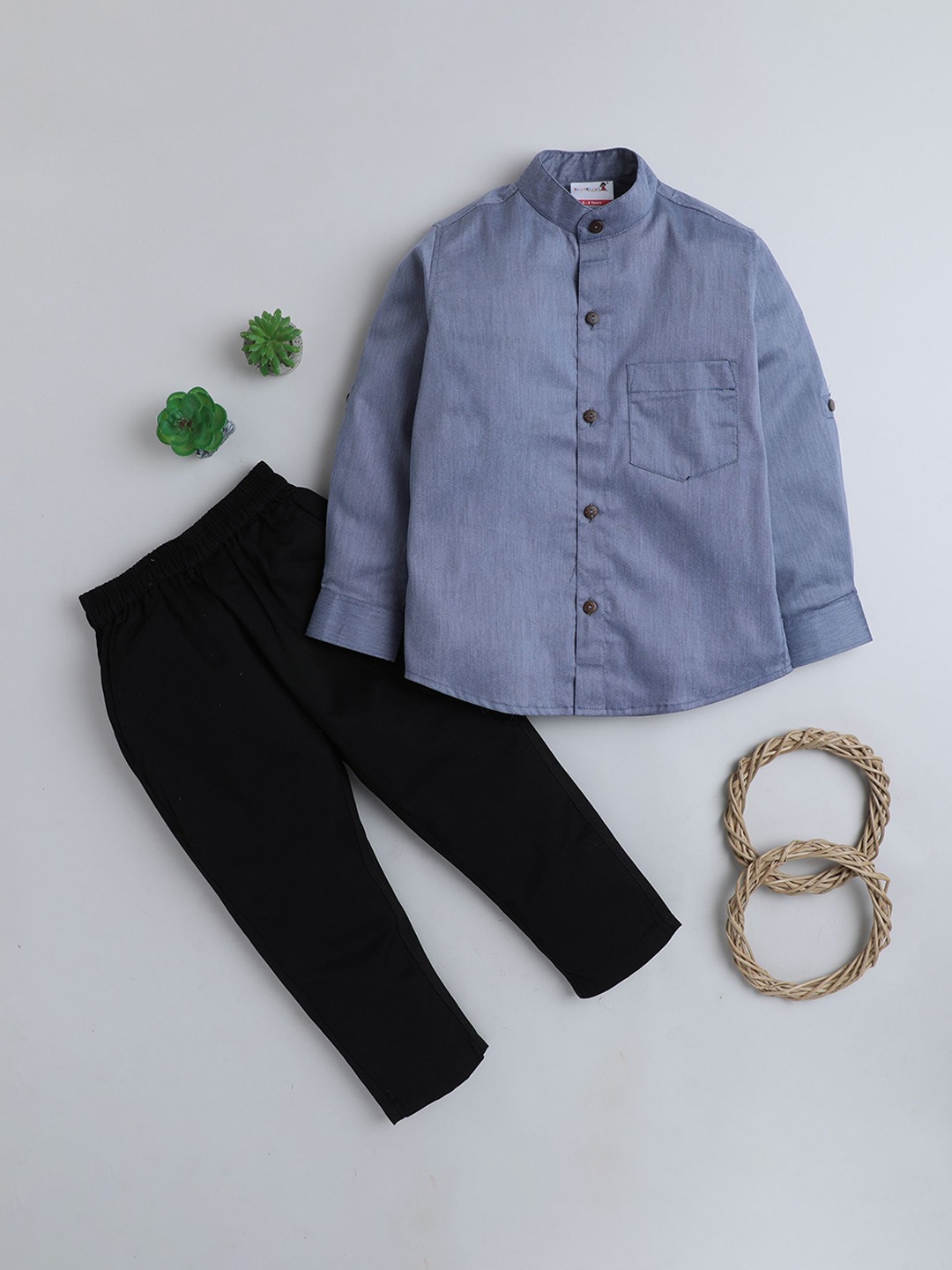 

BAATCHEET Boys Shirt with Trousers, Blue