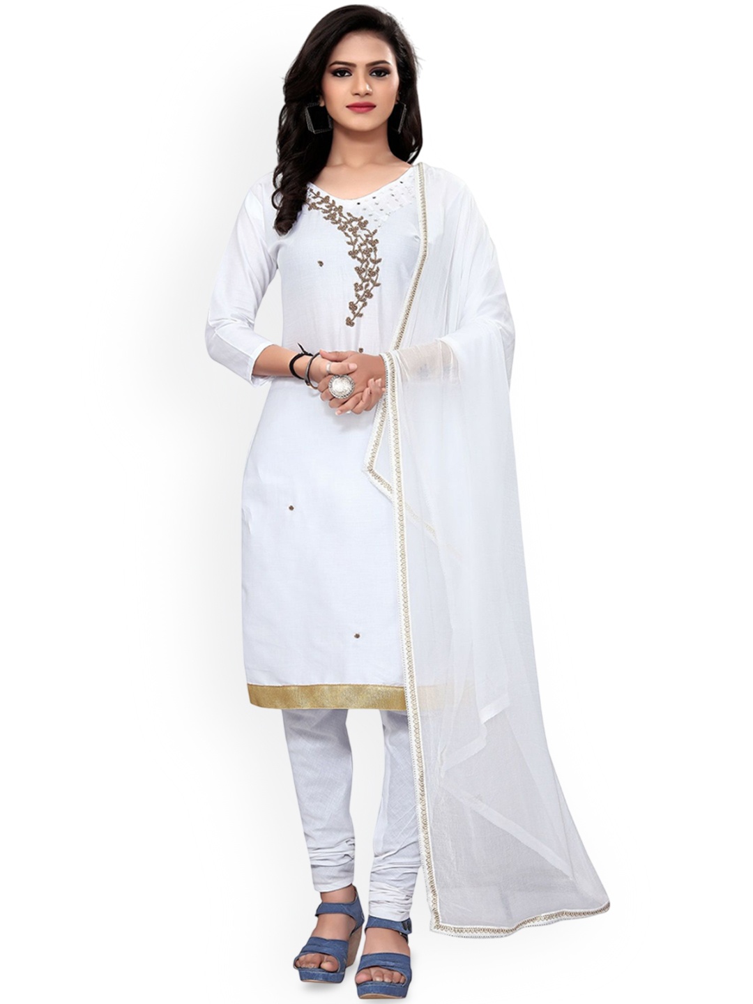 

Suha Unstitched Dress Material, White