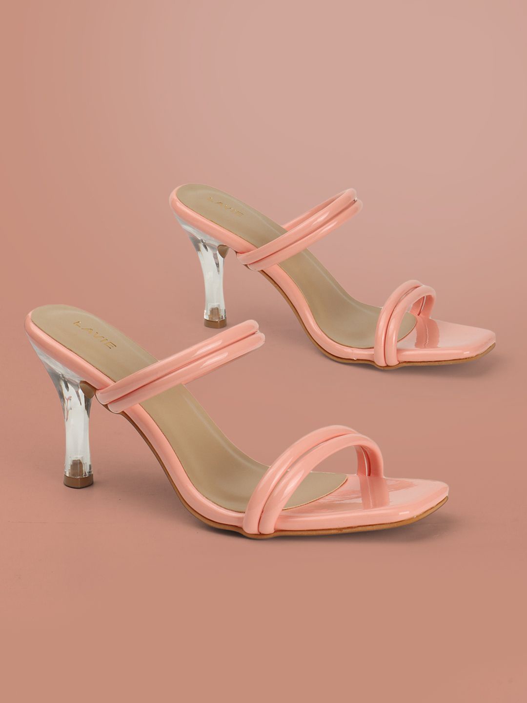 

Lavie Women Textured Open Toe Block Sandals, Pink
