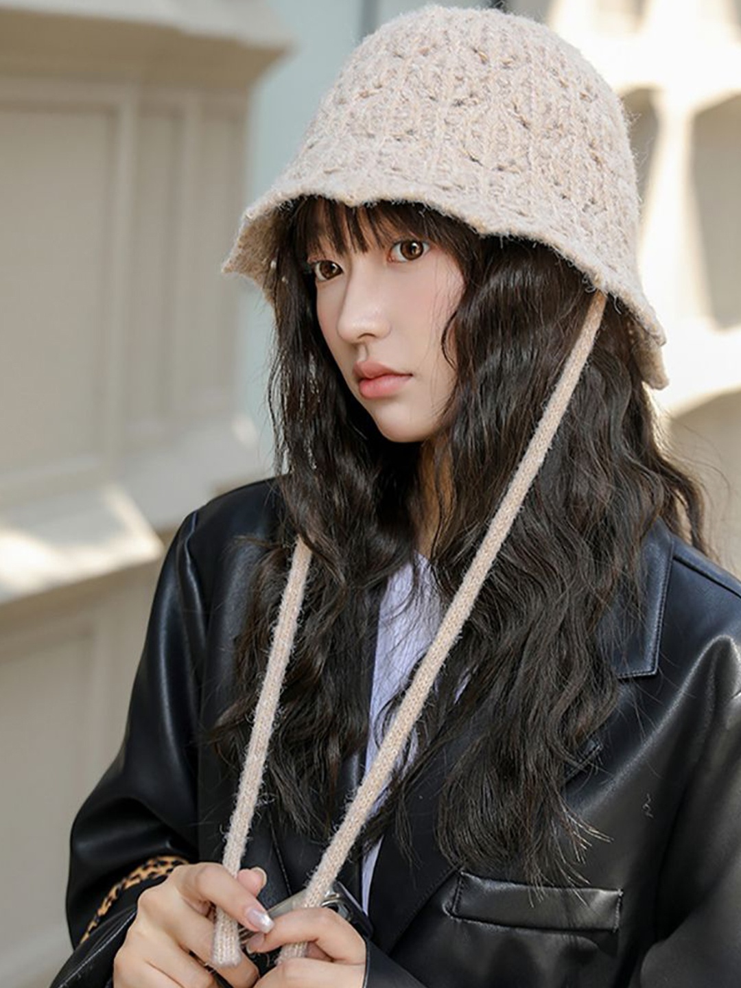 

StyleCast x Revolte Women Self Design Beanie, Beige