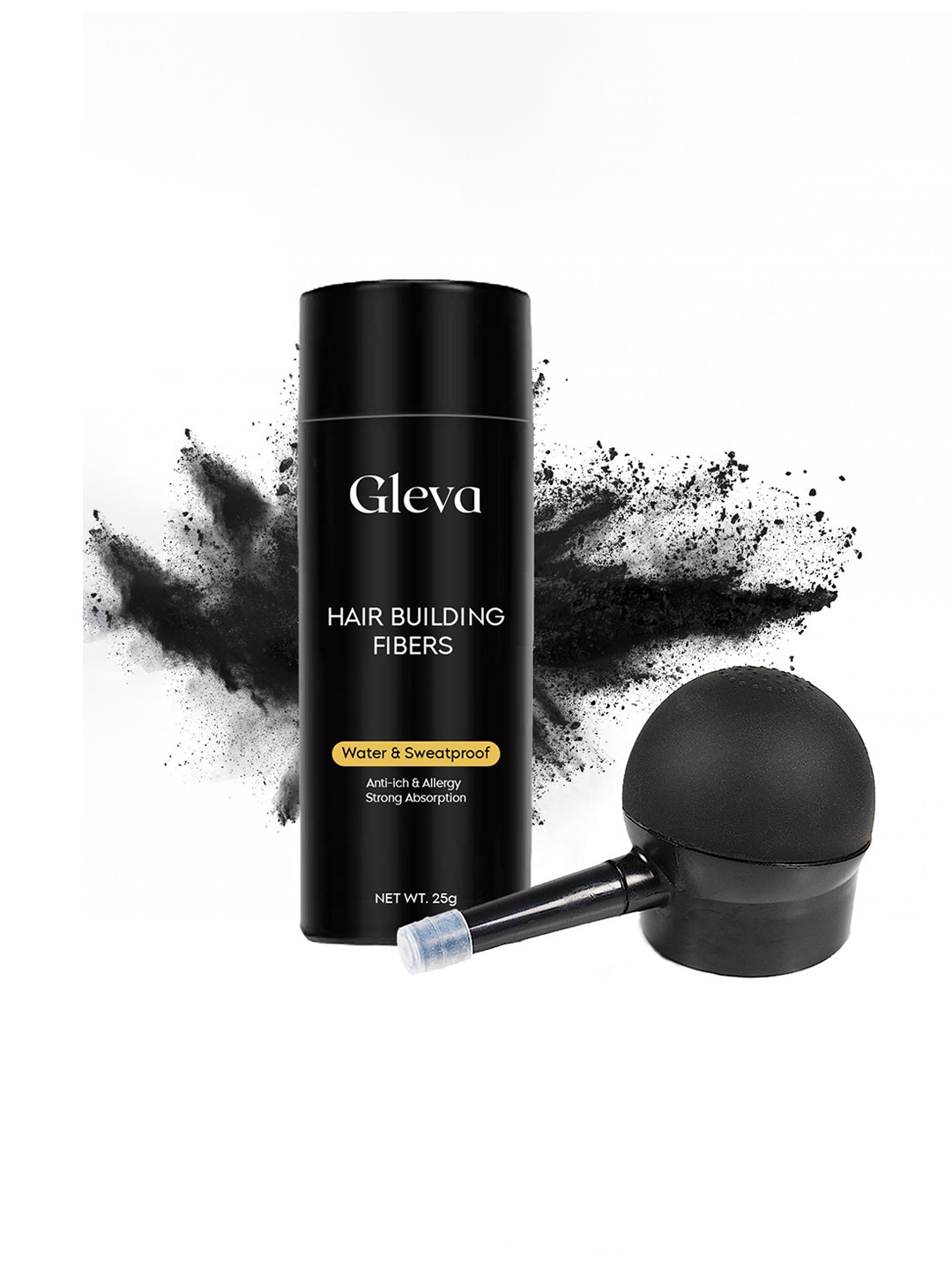 

Gleva Sweatproof Hair Building Fibers Hair Colour With Applicator - Black