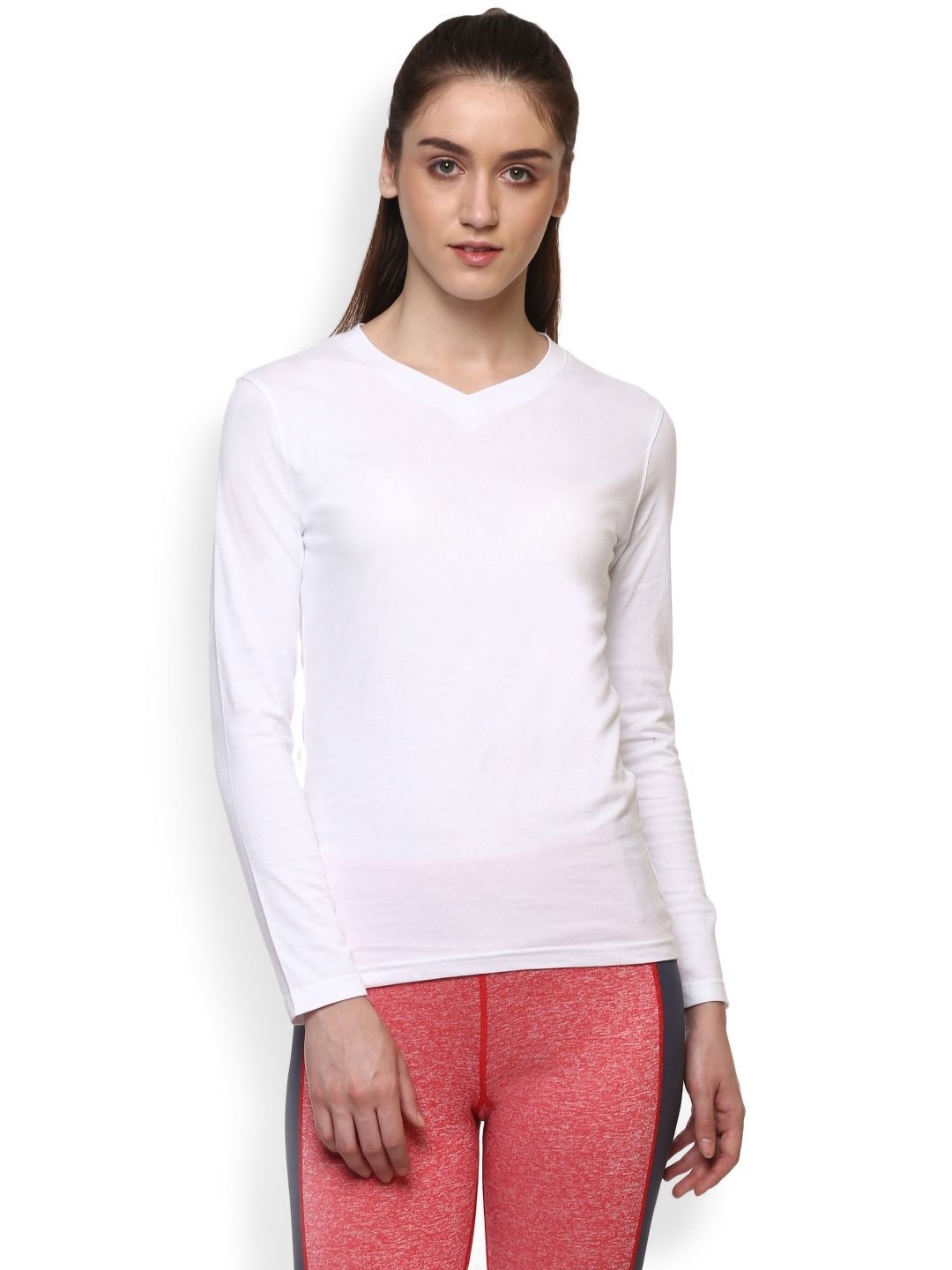 

appulse Women V-Neck Pockets Slim Fit T-shirt, White
