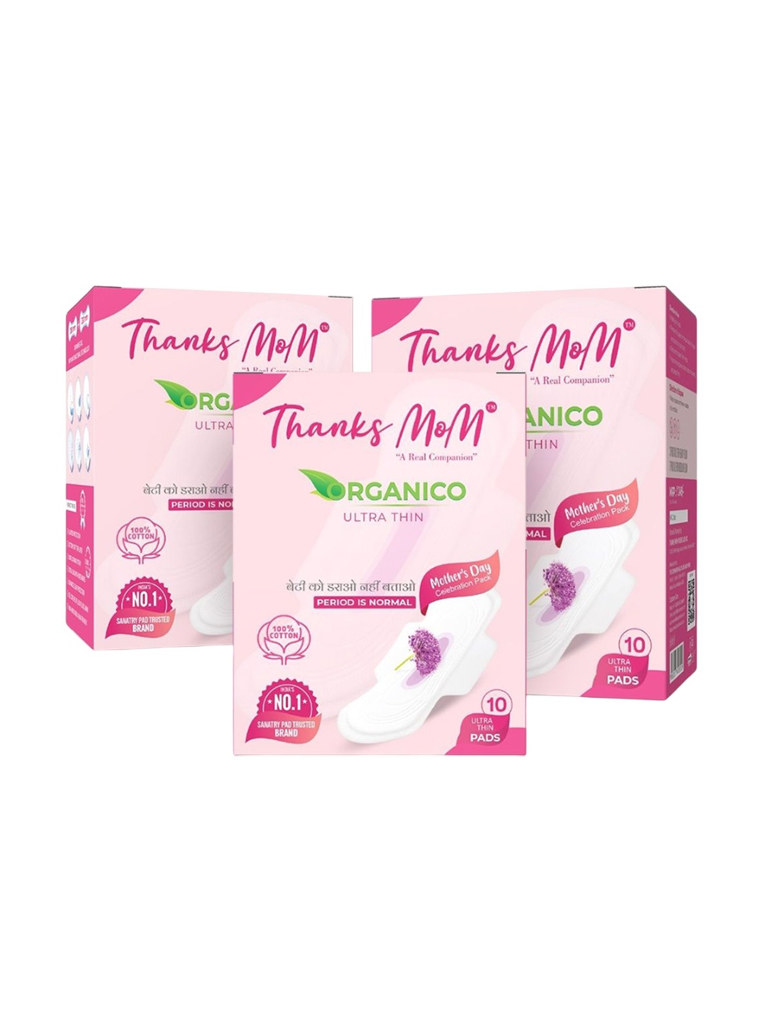 

THANKS MOM Organico Ultra Thin Set Of 3 Pads - XXL - 10 Pads Each, White