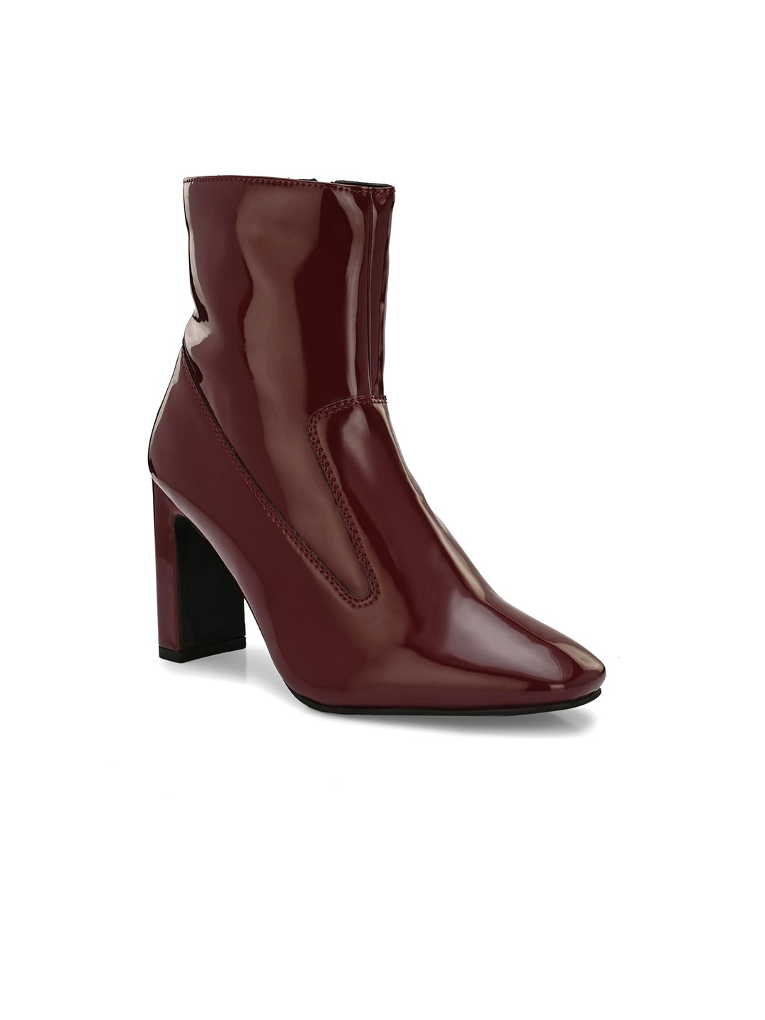 

ADORLY Women Block-Heeled High-Top Regular Boots, Burgundy