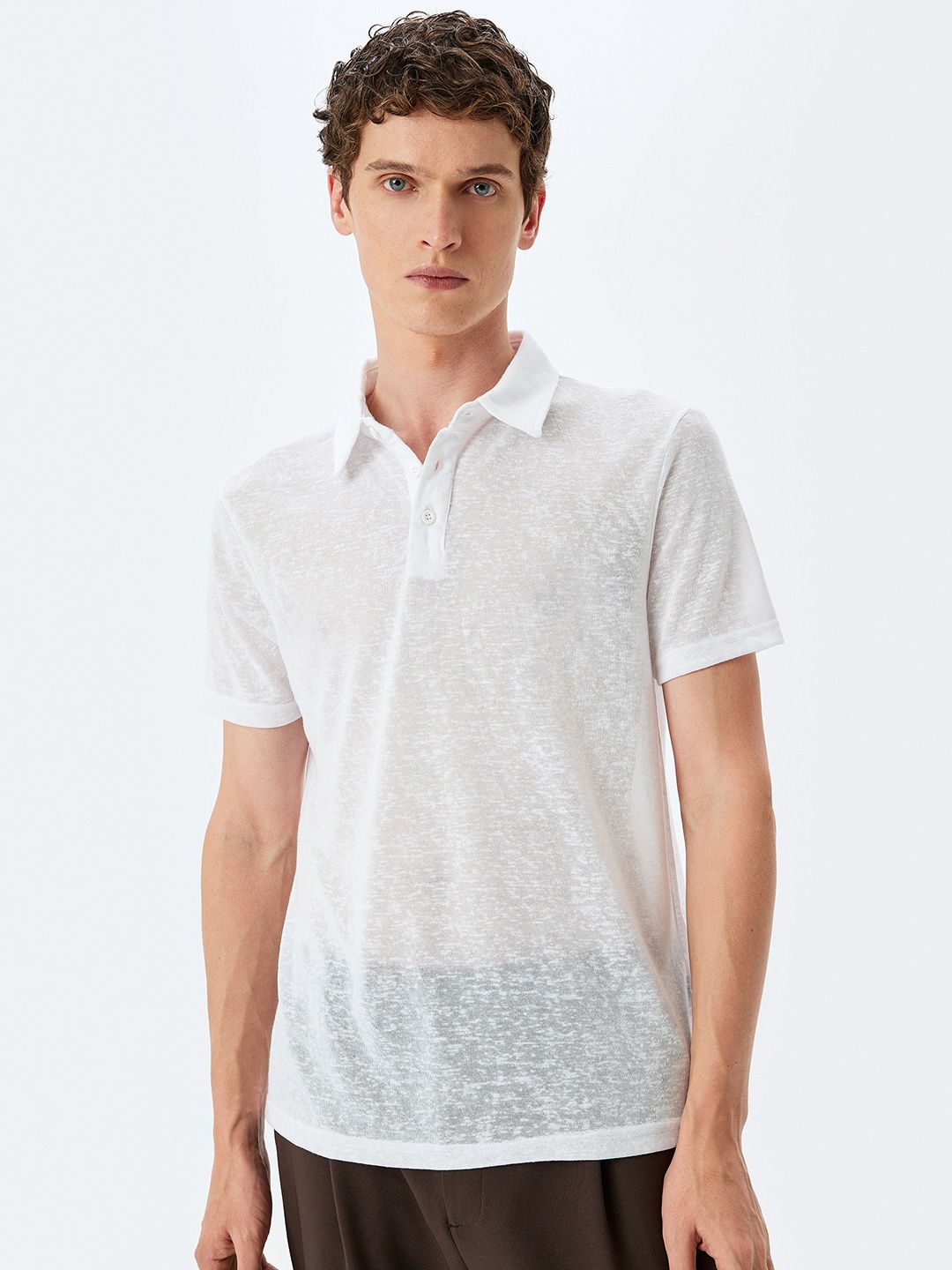 

Koton Men Self Design Polo Collar T-shirt, White
