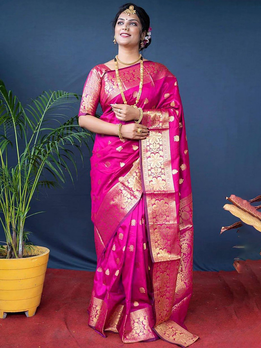 

Aldwych Woven Design Banarasi Saree, Pink