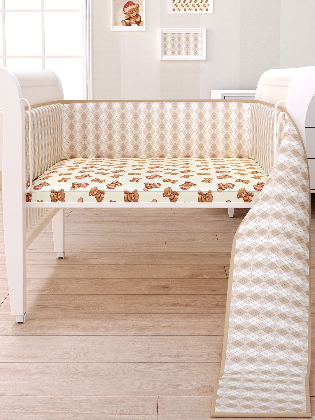 

Fancy Fluff Kids Printed Organic Cotton Full Bumper, Beige