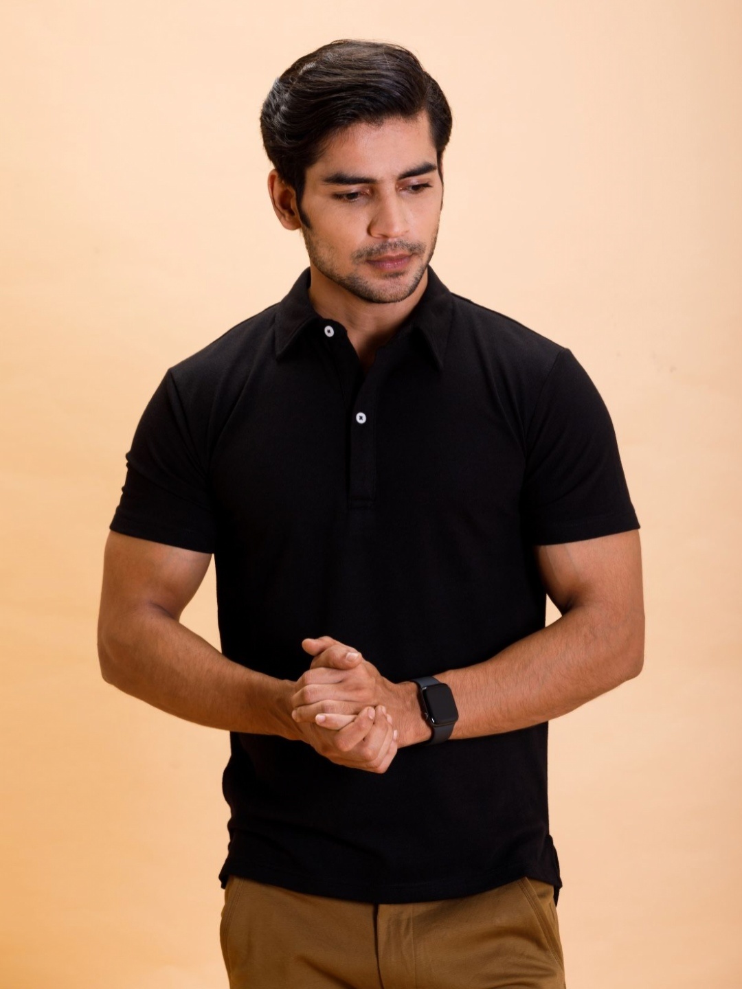 

FREBANO Men Mandarin Collar Bio Finish Pockets T-shirt, Black