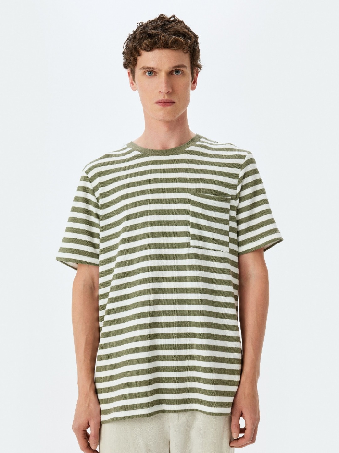 

Koton Men Striped Round Neck T-shirt, White