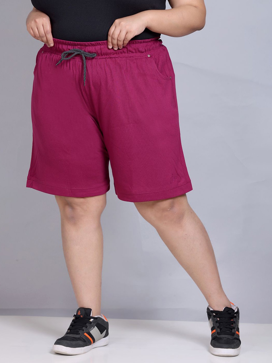 

CUPID Women Cotton Mid-Rise Lounge Shorts, Purple