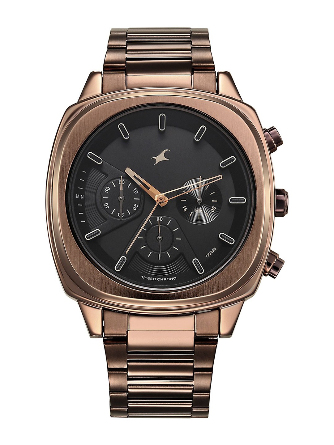

Fastrack Men Brass Dial & Stainless Steel Bracelet Style Straps Analogue Watch 3319QM01, Brown