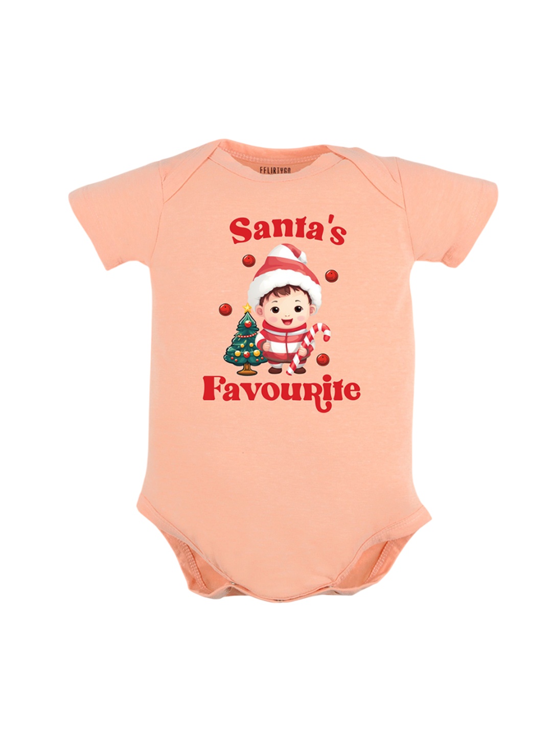 

FFLIRTYGO Infants Printed Pure Cotton Bodysuit, Peach