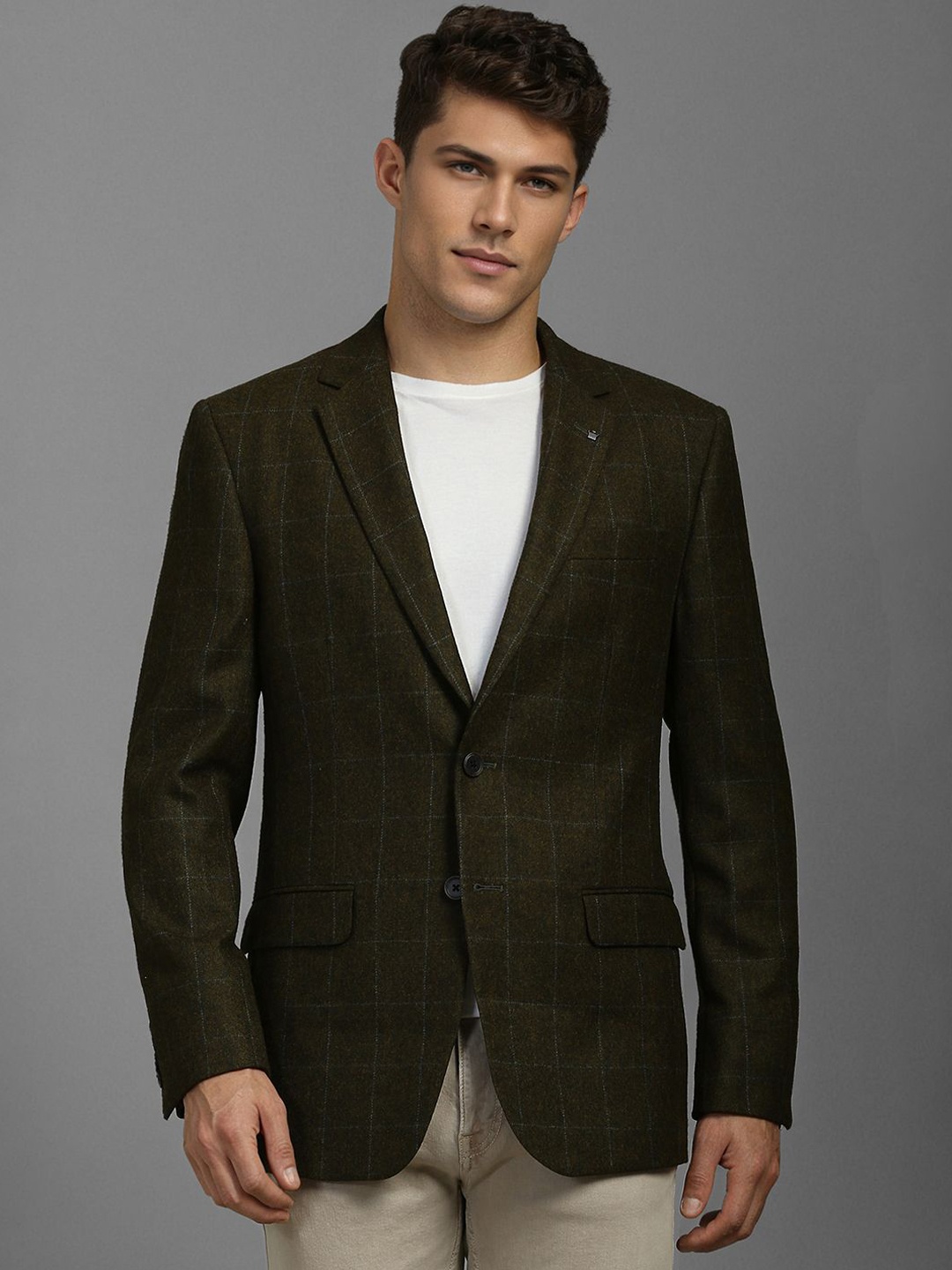 

Louis Philippe Single Breasted Blazer, Olive