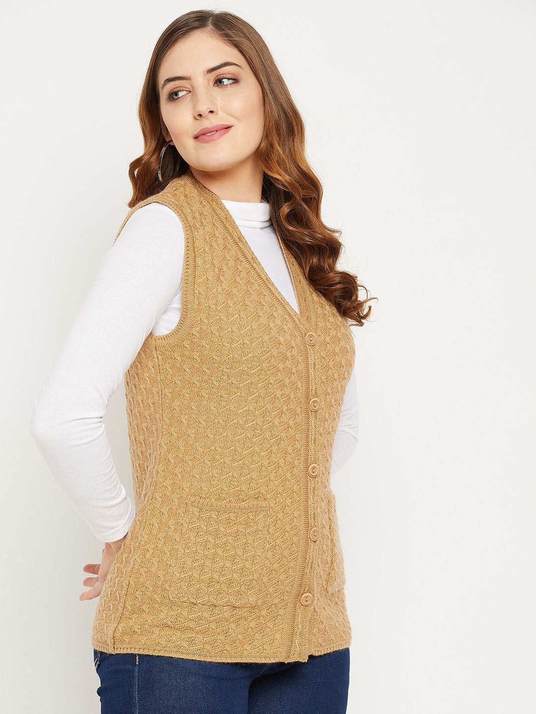 

Zigo Women Cable Knit Cardigan, Camel brown