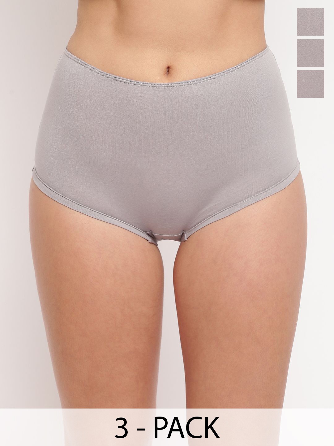 

La intimo Women Pack of 3 High-Rise Boy Shorts Briefs, Grey