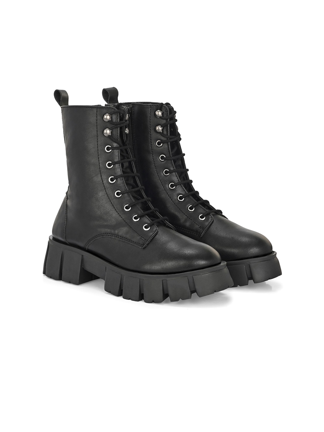 

ADORLY Women Lace-Ups Casual Biker Boots, Black