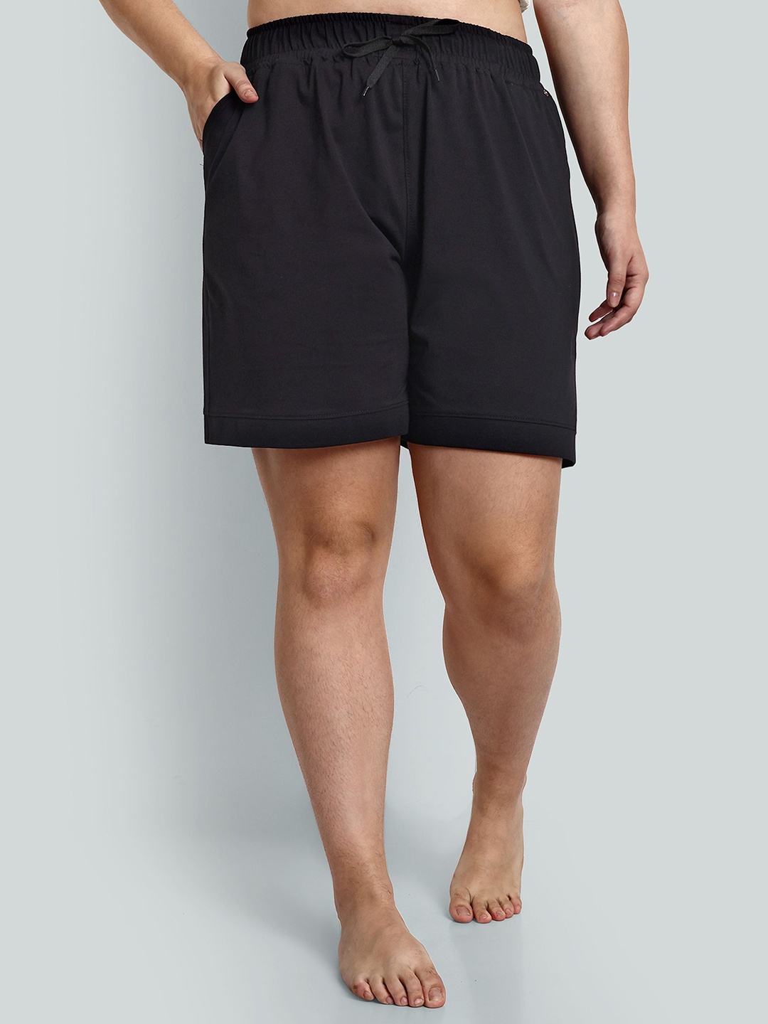 

CUPID Women Plus Size Cotton Mid-Rise Lounge Shorts, Black